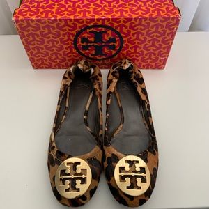 Tory Burch Reva Leopard Hair calf Leather Size 9